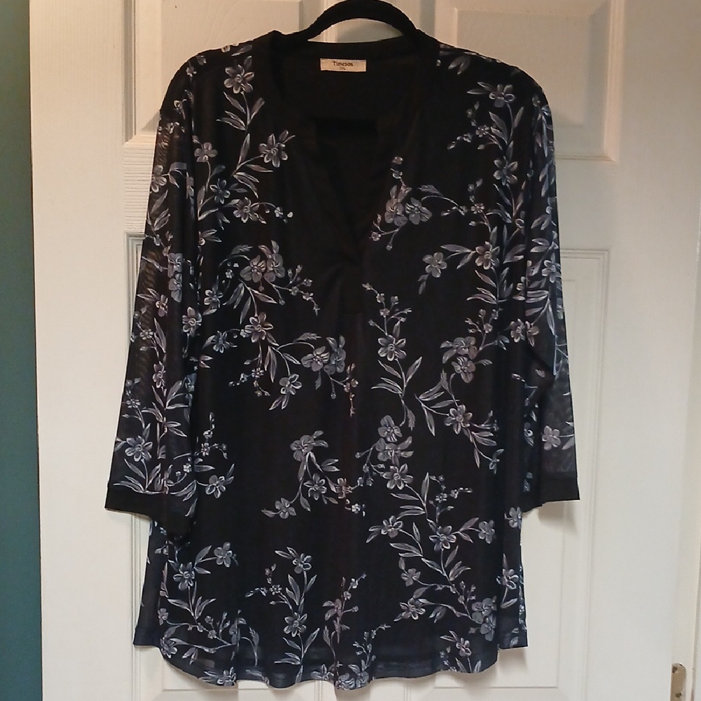 Floral Black and Gray Blouse